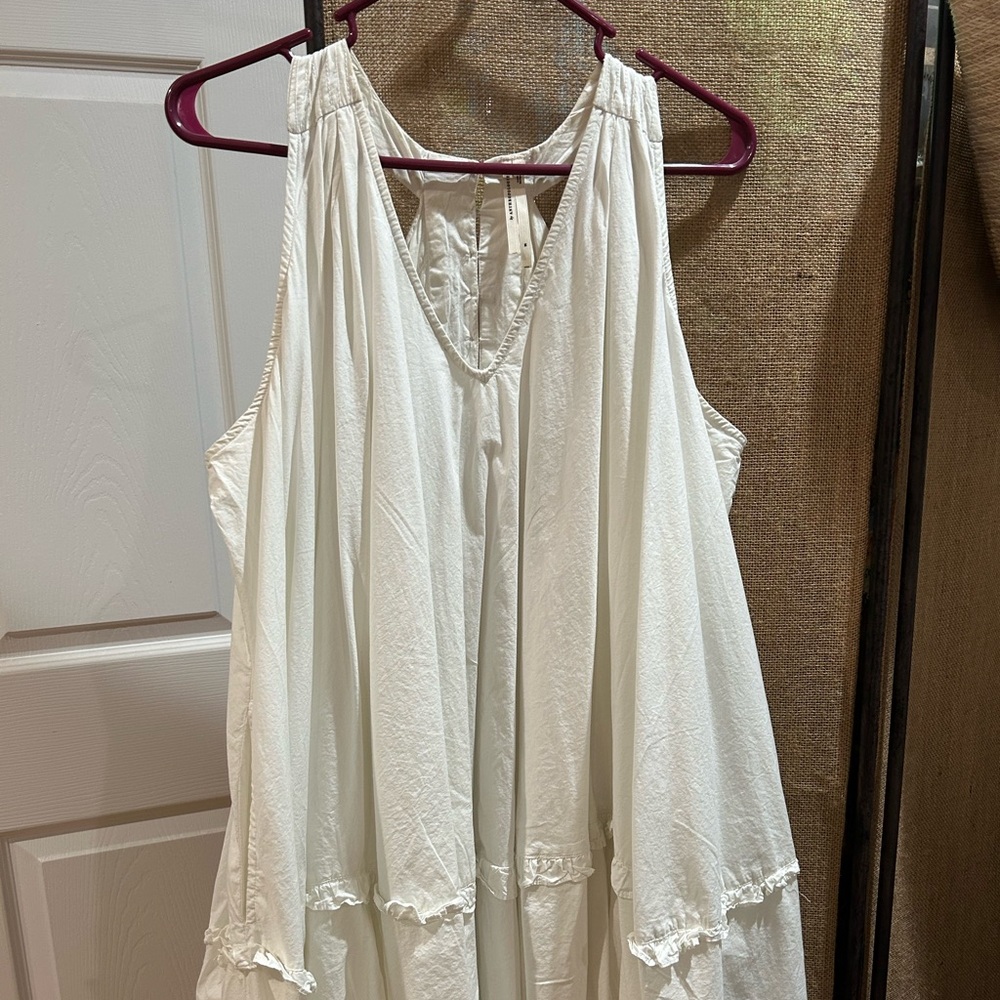 Anthropologie 100% Cotton Flowy White Sleeveless Dress